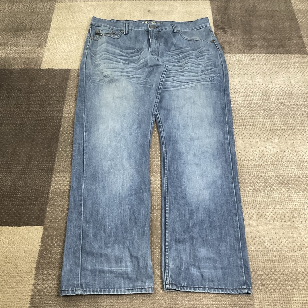 Vintage Old‎ Skool Baggy Jeans Men's 40 Light Wash Blue Denim Whiskered